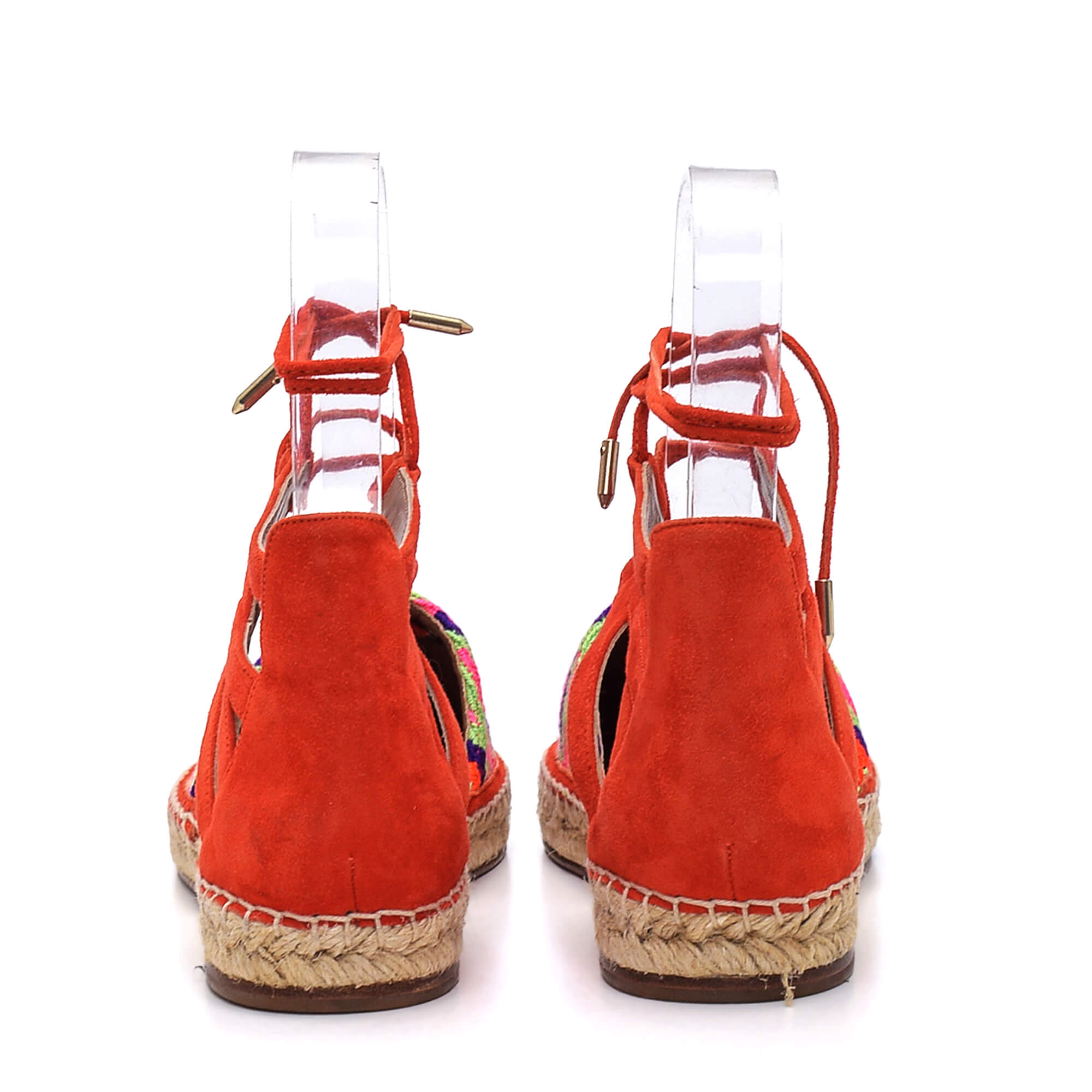 Aquazzura - Multicolor Knitting & Orange Suede Ethnic Sandals Espadrilles